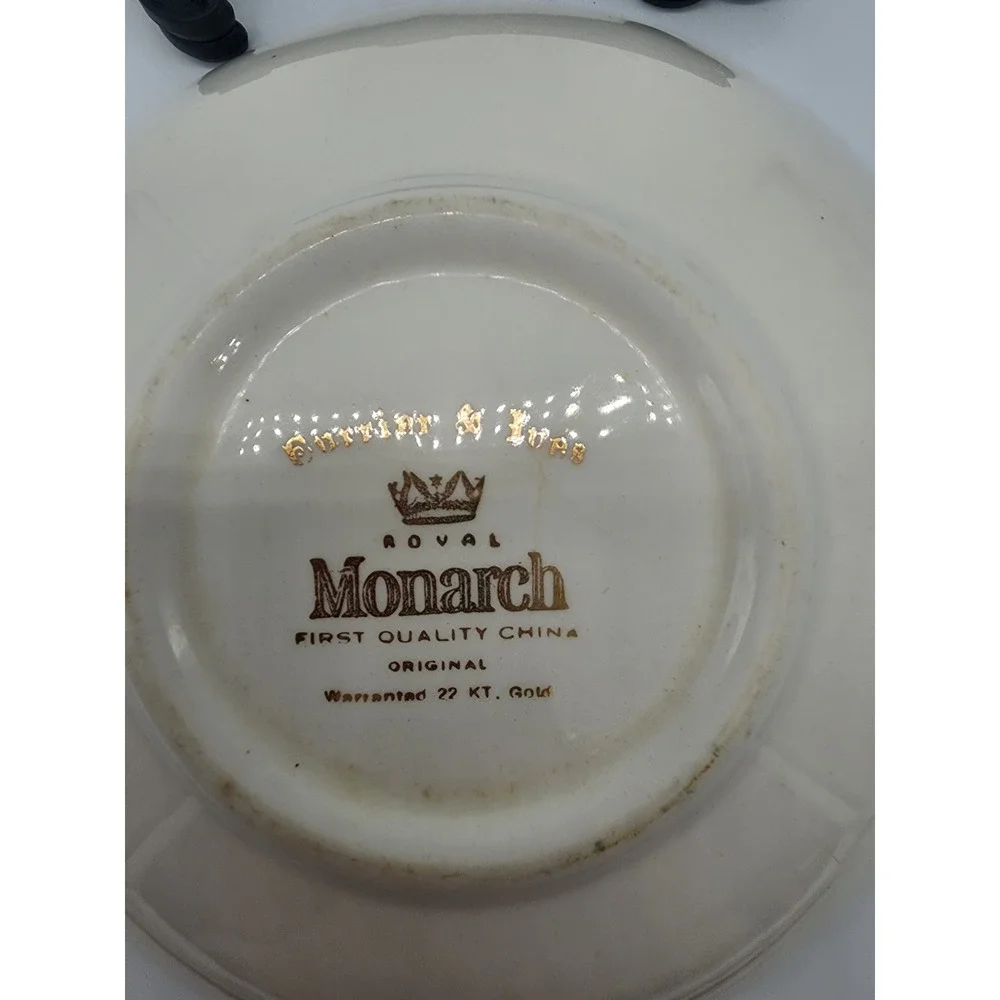 Royal Monarch Currier & Ives Winter Scene Bowl 22KT Gold Filigree Rim Vintage
